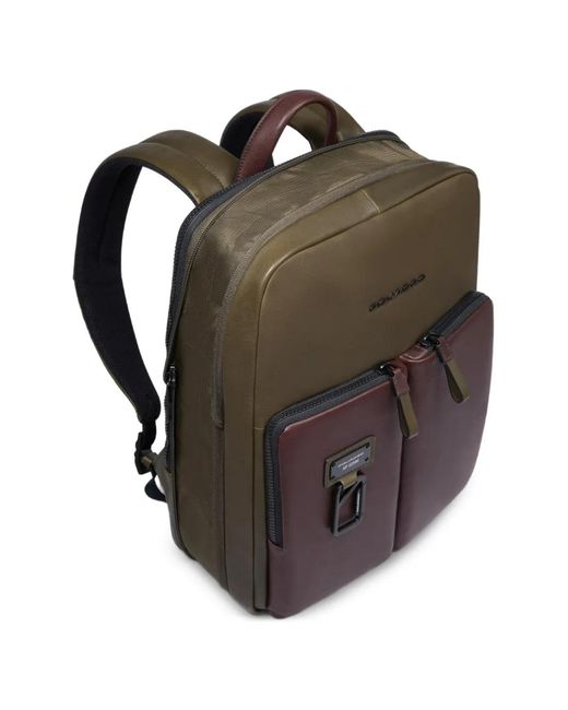 Piquadro Brown Sac À Dos En Cuir À Design Extensible for men