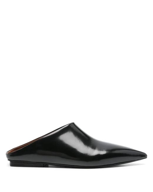 Marsèll Black Pointed-Toe Flat Leather Mules