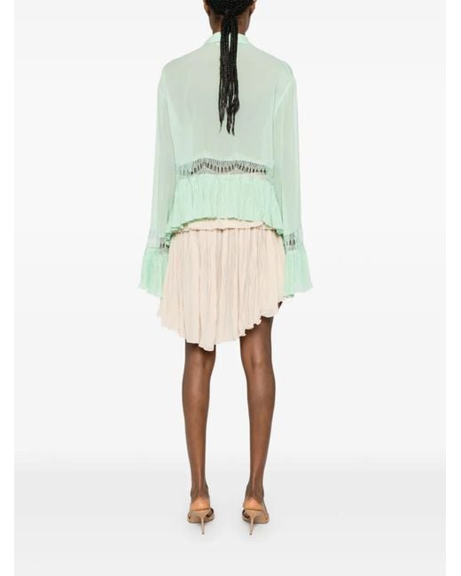 Blumarine Green Lace Ruffled Blouse