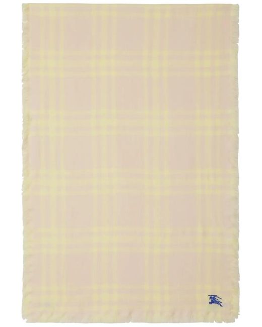Burberry Natural Checked Wool-Silk Reversible Scarf