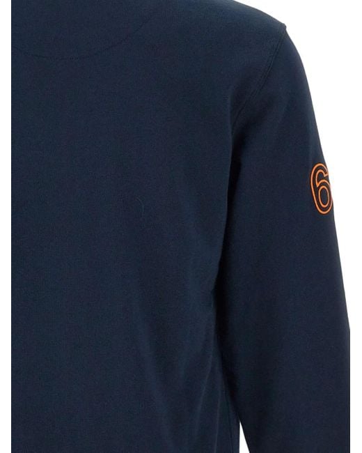 Sun 68 Blue Logo-Embroidered Sweatshirt for men