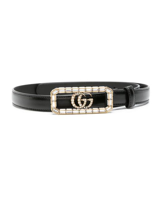 Gucci White Double G-Buckle Leather Belt
