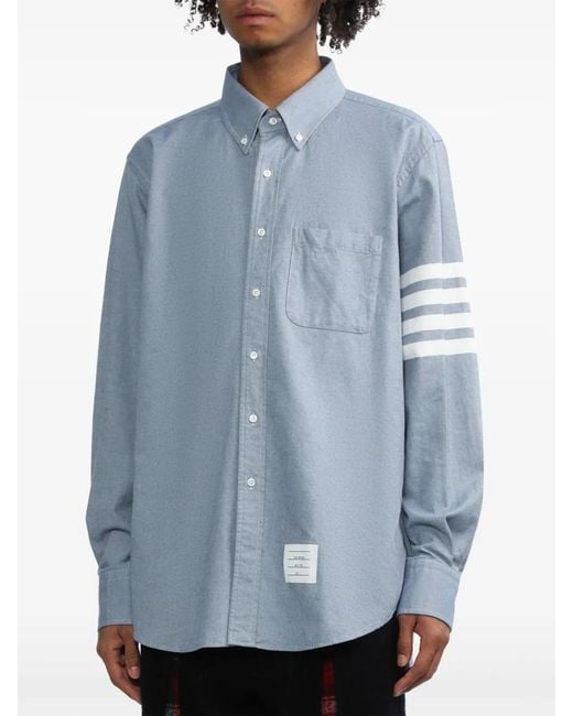 Thom Browne Blue Structured Long-Sleeve Button-Down Shirt for men