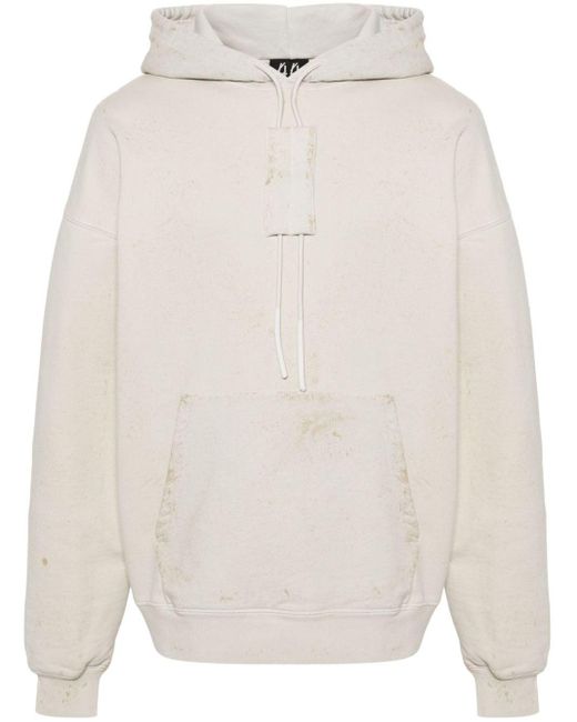 44 Label Group White Trip Distressed Cotton Hoodie