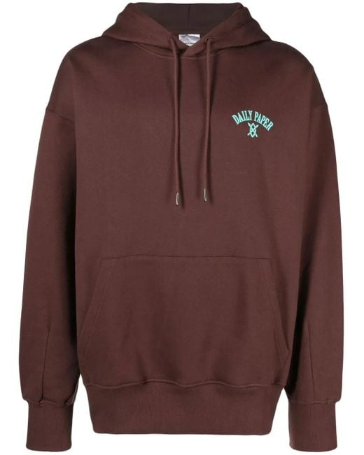Daily Paper Brown Graphic Print Cotton Hoodie for men