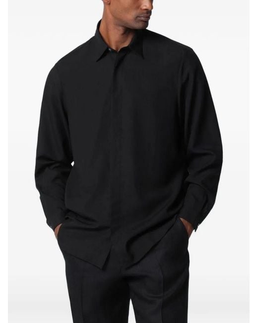 Lardini Black Oversized Long-Sleeved Shirt for men