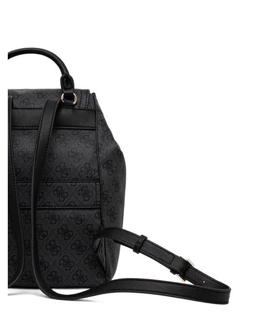 Guess Black Manhattan Monogram-Pattern Backpack