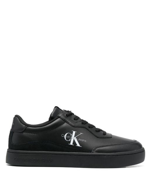 Calvin Klein Cupsole Lace-up Leather Sneakers in Black for Men | Lyst UK