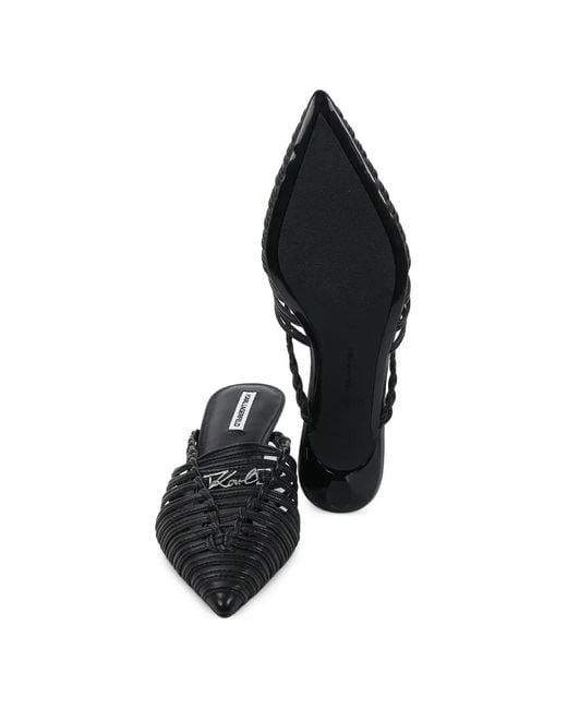 Karl Lagerfeld White Caged Pointed-Toe Mules