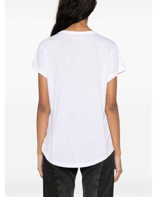 Zadig & Voltaire T-shirt Met Print in het White