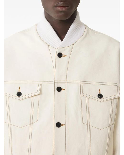 Lanvin White Chest-Pockets Ribbed Jacket for men