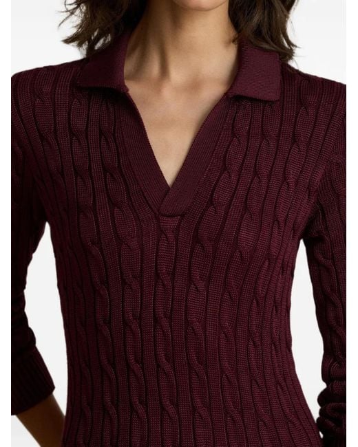 Ralph Lauren Cable-Knit Collared Midi Dress