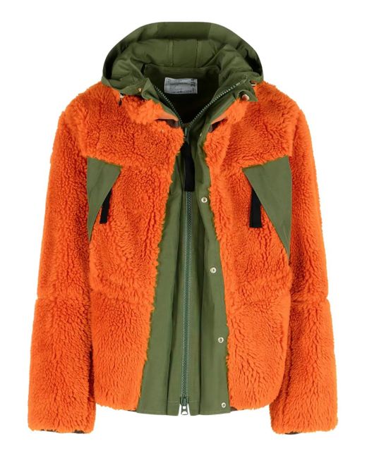 Sacai Orange Veste Texturée À Capuche for men