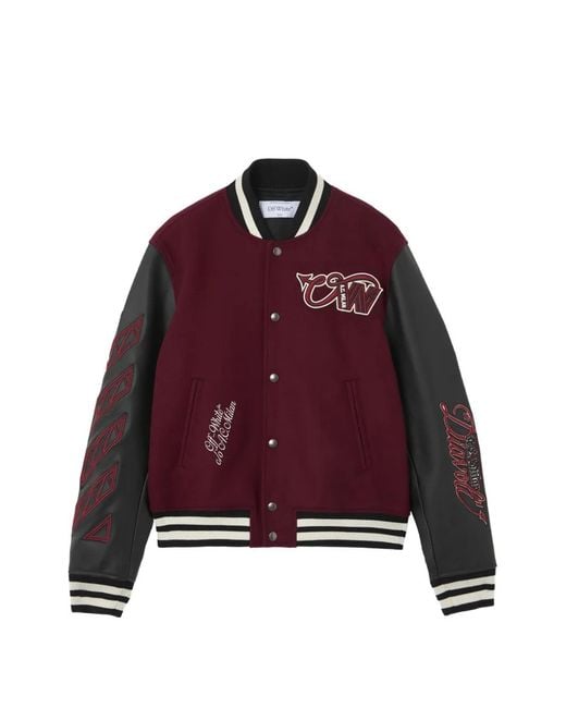 Off-White c/o Virgil Abloh Red X Ac Milan Patch-Detail Bomber Jacket for men