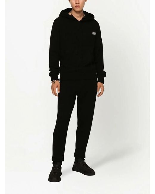 Dolce & Gabbana Black Wool-Cashmere Track Pants for men