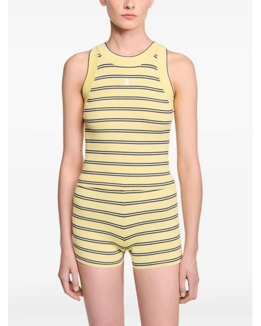 Sandro リブ ストライプ トップ Yellow