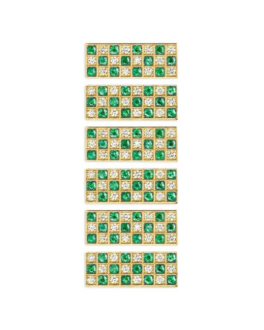 Marie Lichtenberg Metallic Check Emerald And Diamond Locket Necklace