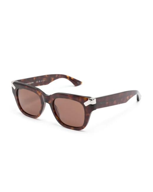 Alexander McQueen Brown Tortoiseshell Square-Frame Sunglasses