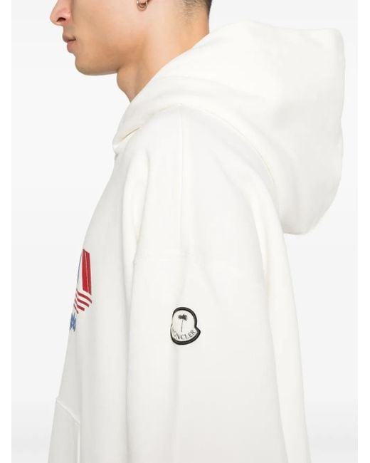 Felpa Racing Con Cappuccio di Palm Angels x Moncler in White da Uomo