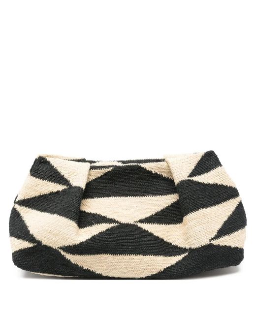 Sensi Studio Black Small Sisal Geometric Clutch Bag