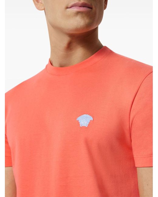 Versace Pink Medusa-appliqué Cotton T-shirt for men