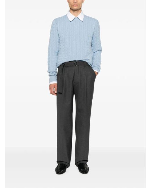Malo Blue Cable-Knit Sweater for men