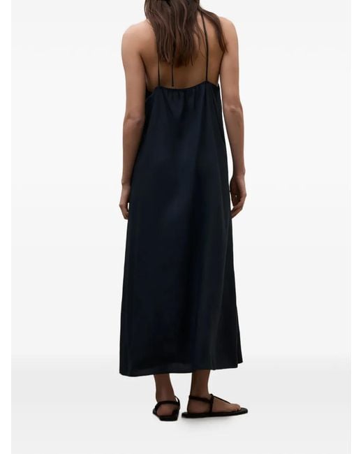 Ecoalf Blue Crome Halterneck Tie-Fastening Dress