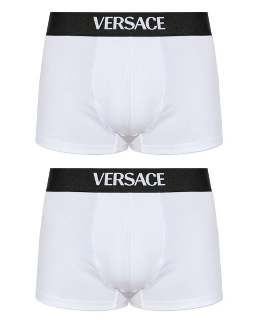 メンズ Versace ロゴ ボクサーパンツ セット White