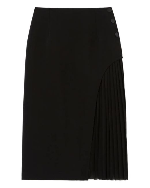 Claudie Pierlot Black Pleated Midi Skirt