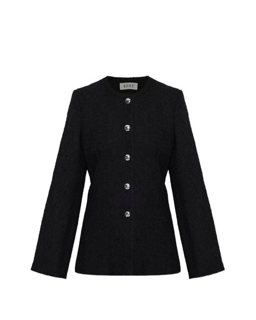 Rohe Black Button-Fastening Bouclé Jacket