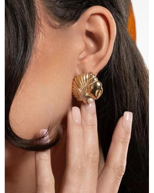Gas Bijoux Brown Mareva Pearl-Embellished Earrings