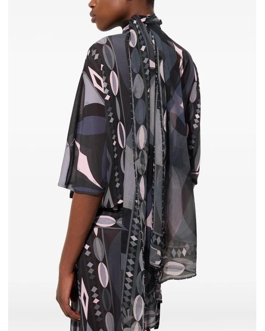 Emilio Pucci White Collane-Print Silk Scarf