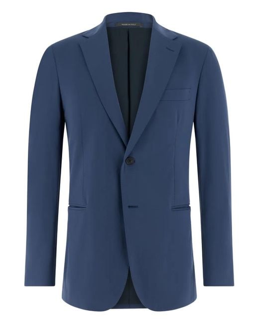 Boggi Blue Single-Breasted Patch Pocket Jacket for men