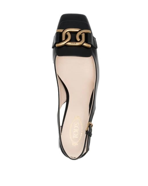 Tod's Black Blush Leather Slingback Pumps