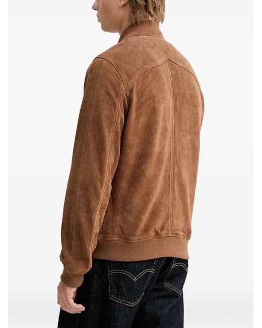 AllSaints Brown Buttoned Leather Jacket for men