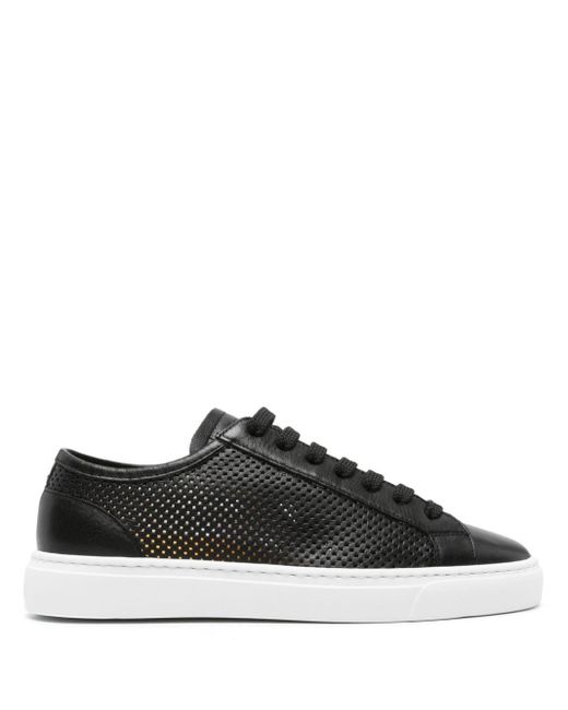 Doucal's Black Perforated Leather Sneakers