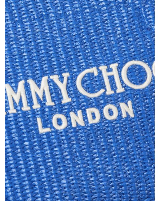 Jimmy Choo Blue Mini Logo-embroidered Beach Bag