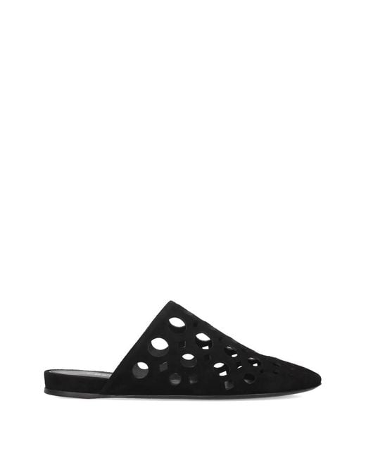 Premiata Black Cut-Out Leather Mules