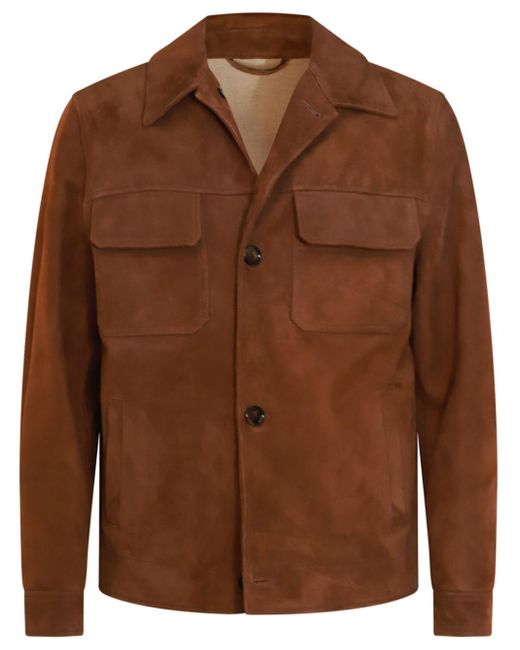 Lardini Brown Suede Shirt Jacket for men