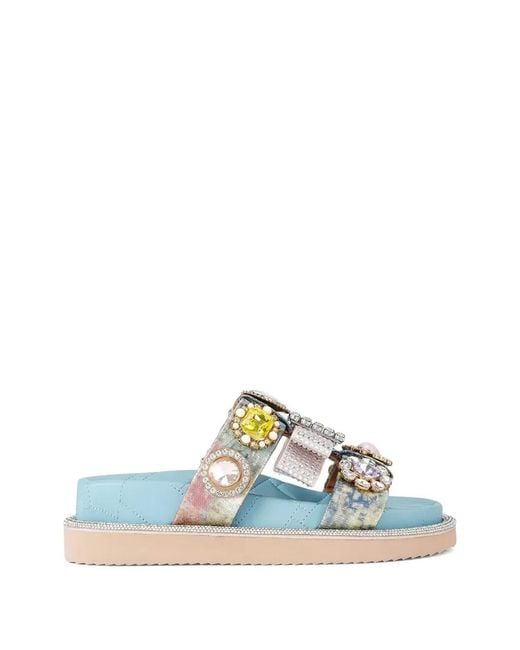 Kurt Geiger Blue Ornate Orson Crystal-Embellishment Sandals