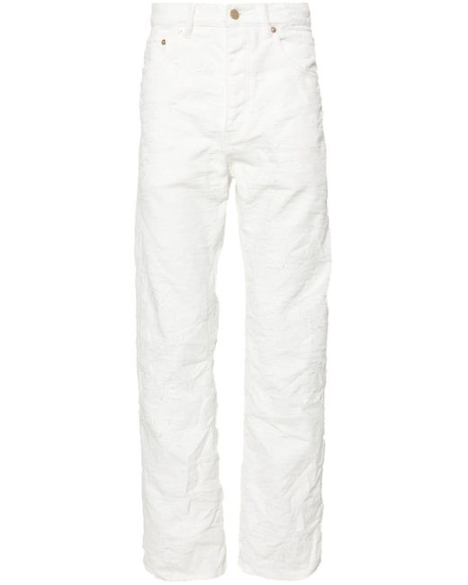 Purple Brand White P011 Distressed Straight Jeans for men