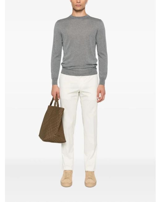 Canali Gray Crew-Neck Wool Sweater for men