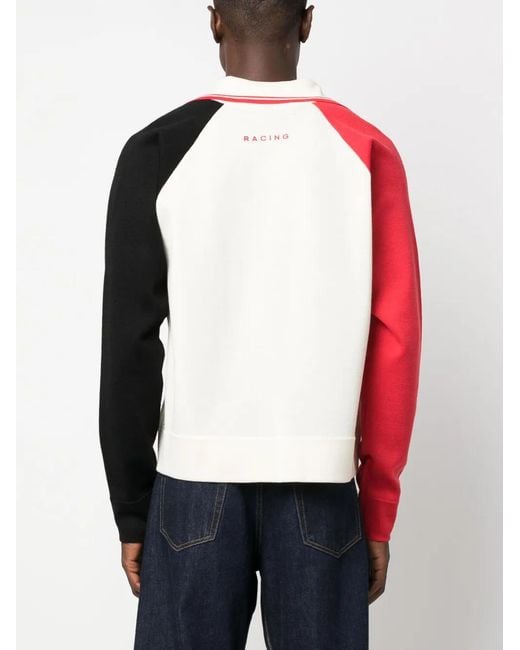 Palm Angels Red Racing Logo Knitted Polo Shirt