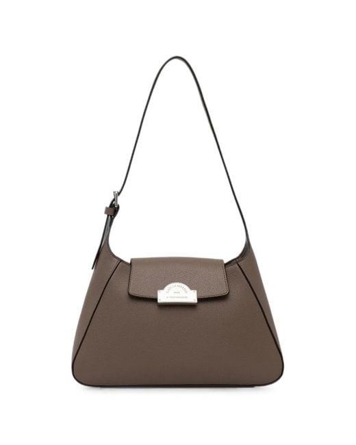 Karl Lagerfeld White Logo-Plaque Grained-Leather Shoulder Bag