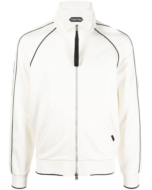 Tom Ford White Logo-patch Zip-up Jacket for men