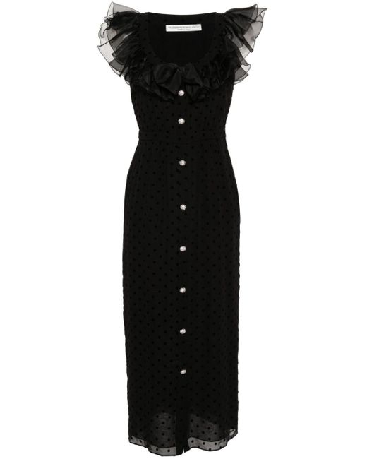 Alessandra Rich Black Polka-dot Silk Dress