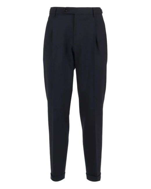 Berwich Blue Pleated-Front Trousers for men