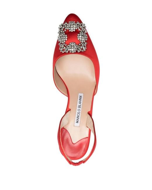 Manolo Blahnik Red Escarpins Hangisli 85 Mm En Cuir