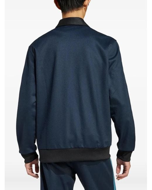 Adidas Blue Embroidered-Logo Jacket for men
