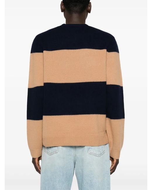 A.P.C. Blue Striped Virgin Wool Knit Sweater for men
